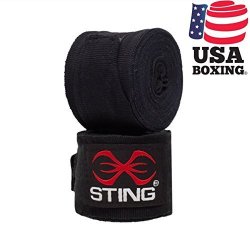 Sting Elasticized Hand Wraps For Boxing Mma Or Muay Thai Black 180 In.