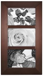 Malden International Designs Berkeley Beveled Edge Wood Collage Picture Frame 3-OPENING 4X6 Walnut