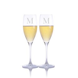 Personalized Riedel Vinum Cuvee Prestige Champagne prosecco Glass 2PC. Set - Engraved & Monogrammed - Perfect For Valentine's Day Engagement Or Wedding Gift