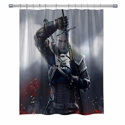 Rongx The Witcher Three Shower Curtains Wild Hunt Waterproof Polyester Fabric Shower Curtain For Bathroom 3D Print Decor Shower Curtain Set With Hooks