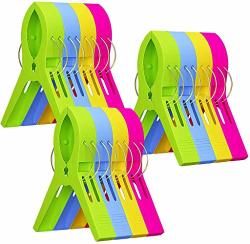 Nesee 12 Pack Beach Towel Clips Chair Clips Towel Holder For Pool Chairs On Cruise-jumbo Size Plastic Clothes Pegs Hanging Clip Clamps To Keep