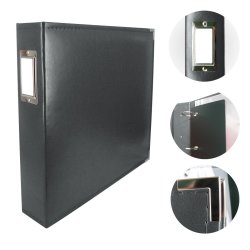 12X12 D-ring Leather Album - Black 5 Refills Included