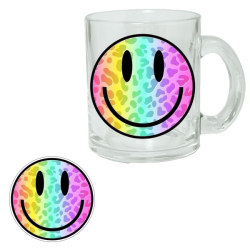 Smile - Clear Glass Printed Mug + Coaster