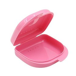 Eubuy Retainer Boxes Vent Hole Storage Case Container Orthodontic - Pink