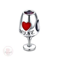 I Love Wine Glass Charm