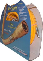 Flex Air Hose Kit 8MM X 10M Orange W quick Coupler & Connector Yohkon