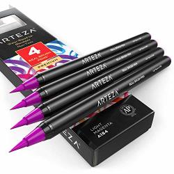 Arteza Real Brush Pens A184 Light Magenta Pack Of 4 For Watercolor Painting With Flexible Nylon Brush Tips Paint Markers For Coloring Calligraphy And Drawing