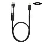 Black B 30pin Audio cable Inovat 30P Dock to USB AUX 3.5mm Audio Cable for Apple iPhone 4S 3GS iPod Touch 2-in-1 USB 3.5mm Audio Cable 4FT