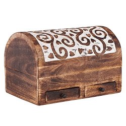 Mothers Day Gift Decorative Wooden Jewelry Box Trinket Organizer Keepsake Storage Box Multipurpose Accessories 9 X 6 Inches - Mango Wood. 2