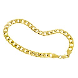 Lifetime Against Tarnish 6MM 14K Gold Plated Cuban Link Bracelet 8.0 Inches