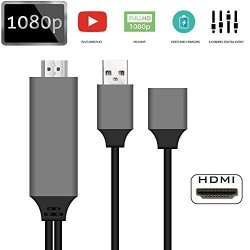 Phone To HDMI Cable Bossblue Lightning Digital Av Adapter For Iphone Samsung Ipad Android Smartphones To Mirror On Hdtv Projector- 3.3 Ft Black