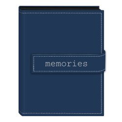 Pioneer Photo Albums 36-POCKET 4 By 6-INCH Embroidered "memories" Strap Sewn Leatherette Cover Photo Album MINI Blue