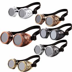 6 Pieces Vintage Victorian Steampunk Goggles Glasses Welding Cyberpunk Sunglasses For Gothic Cosplay Costume Accessories Color Set 1