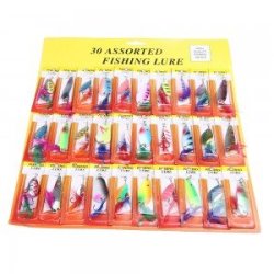 30pcs Assorted Minnow Fishing Lures Of Feather Metal Hook Hard Bait Tackle