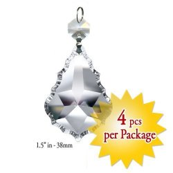 Set Of 4 Clear French Pendalogue Crystal Suncatcher 1.5 Inches With Octagon Bead Perfect For Wedding Decoration