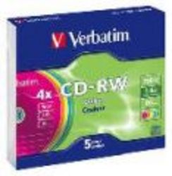 Verbatim Colour 4x CD-RW 5 Pack in Slim Jewel Cases