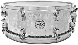 MAPEX MPST4558H Mpx Series 14X5.5 Inch Steel Hammered Snare Drum Chrome