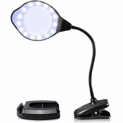 Joypea Magnifying Glass Lamp 2X-4X Magnifier LED Light With Clip And Flexible Neck Magnifying Lamp USB Powered Perfect For Reading Hobbies Task Crafts Or