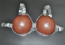 Breast Forms - Hollow Back Brown Teardrop With Straps C Cup