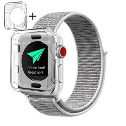 Nylon Apple Watch Band Sport Loop 38MM Soft Lightweight Breathable Woven Strap Hook And Fastener Adjustable Closure Wrist Replacment Smart Watch Band Nylon Seashell