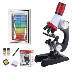 Gosear Microscopes For Kids Children Babies Kids Early Educational Science Lab 1200X Microscope Kit With 12PCS Microscope Slides Scientific Instruments Toy Set