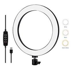 LED Ring Light Fonrest 10-INCH USB Dimmable Annular Lamp 3 Lighting Modes For Selfie Makeup Live Streaming Youtube Vlog Camera phone Video Shooting With Universal