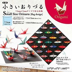100 Sheet Japanese 3" Orizuru Crane National Flag Origami Folding Artwork Papers