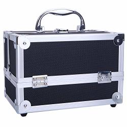 SM-2176 Aluminum Portable Makeup Train Case Jewelry Box Cosmetic Organizer With Mirror 9INCH X 6INCH X6INCH Large Capacity Shrinkable Professional Organizer Beauty Vanity Makeup