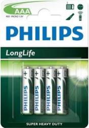 Philips Longlife Battery R03L4B 4 X Aaa Zinc Carbon
