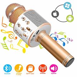 Wireless Bluetooth Karaoke Microphone Machine Portable Handheld Karaoke Bluetooth Handheld Karaoke Speaker Player Machine For Kids Adults Home Ktv Party For Android iphone ipad pc Girl Boy