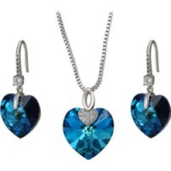 Za Xp Heart Shaped Swarovski Embellished Crystal Set - Blue
