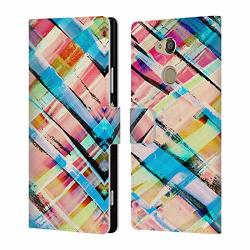 Official Amy Sia Check Stripe Geometric Leather Book Wallet Case Cover For Sony Xperia XA2 Ultra