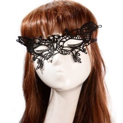 Lace Half Face Mask - Butterfly - Black
