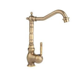 Nrpfell Home Improvement Accessories Antique Brass Kitchen Faucet 360 Swivel Bathroom Basin Sink Mixer Tap Crane