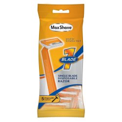 Max-shave 1 Blade Disposable Razor 5PIECE