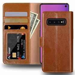 Jisoncase Samsung Galaxy S10 Wallet Case Samsung S10 Leather Wallet Case With Card Holder Rfid Blocking Kickstand Magnetic Closure Anti-slip Flip Folio Wallet Case
