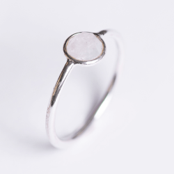 Silver Stack Round Rose Quartz Gemstone Ring - 8 Rose Quartz