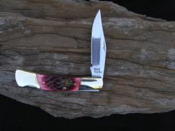 Steel Warrior Red Walnut Jigged Bone Barracuda Lockback Knife
