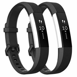 Tobfit Pack 2 Sport Bands Compatible With Fitbit Alta Bands alta Hr ace Soft Tpu Replacement Wristbands With Metal Secure Buckle For Women Men Black black Small