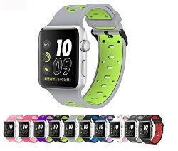 Apple Watch Silicone Replacement Band Sport Edition By Pantheon Strap Fits The 38MM Or 42MM Apple Watch 1 2 3 And Nike Edition - Square Hole