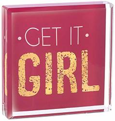 Modern"get It Girl" Chic Glass Paperweight 3 3 4" X 3 3 4"