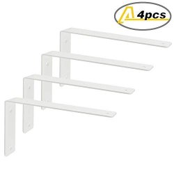 Alise 4 Pcs Stainless Steel Brackets Heavy Duty Shelf Bracket Floating Shelves Corner Brace Support Wall Hanging 9X5 Inch White Finish