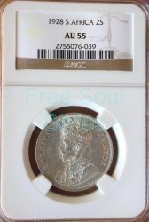 1928 2 Shillings Ngc Graded Au 55 - Catalogue Value R10 575.00