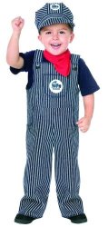 Fun World Costumes Baby's Train Engineer Toddler Costume Blue white Large 3T-4T