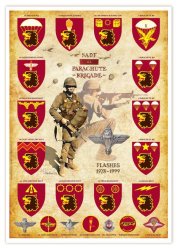 Parabats Flashes Poster - 44 Parachute Brigade 1978 - 1999