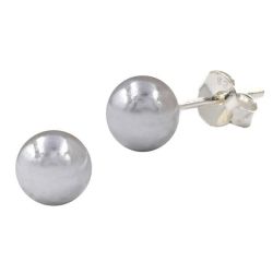 925 Sterling Silver 6MM Half Round Stud EARRING-SBE63