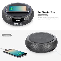 Haier Bluetooth 4.0 Speakers Hifi Speaker With 5W Enhanced Bass Dual Channel Stereo Wireless Charger Powerport Qi Wireless Charging Pad For Nexus Nokia LG