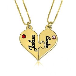 Personalized Custom 24K Gold Plated Breakable Heart Couple Necklace Set Jewelry 16