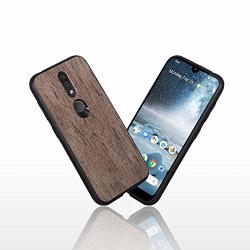 Littleblack Wood Grain Nokia 4.2 Case Retro Phone Cases Premium Pu Leather Tpu Bumper PC Protection For Nokia 4.2 Gray