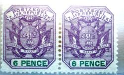 Transvaal -zuid Afrikaansche Republiek 1896 -1897 Pair Of 6d Stamp